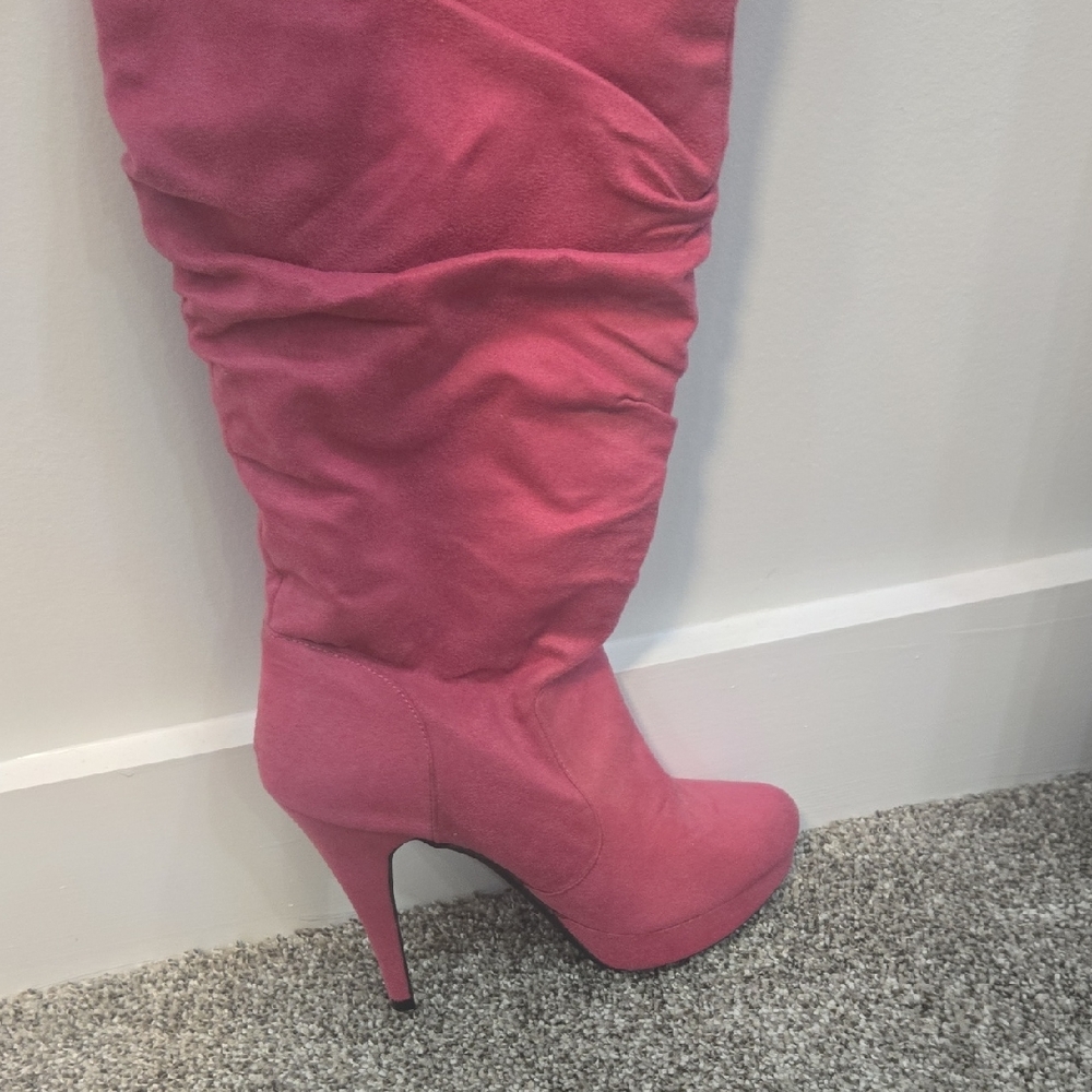 Pink Suede Women's Boots